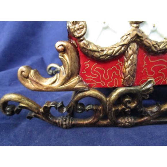 Intricate Reindeer Head Porcelain Ceramic Sleigh EUC Vintage Dillard's 1990's - Picture 12 of 16